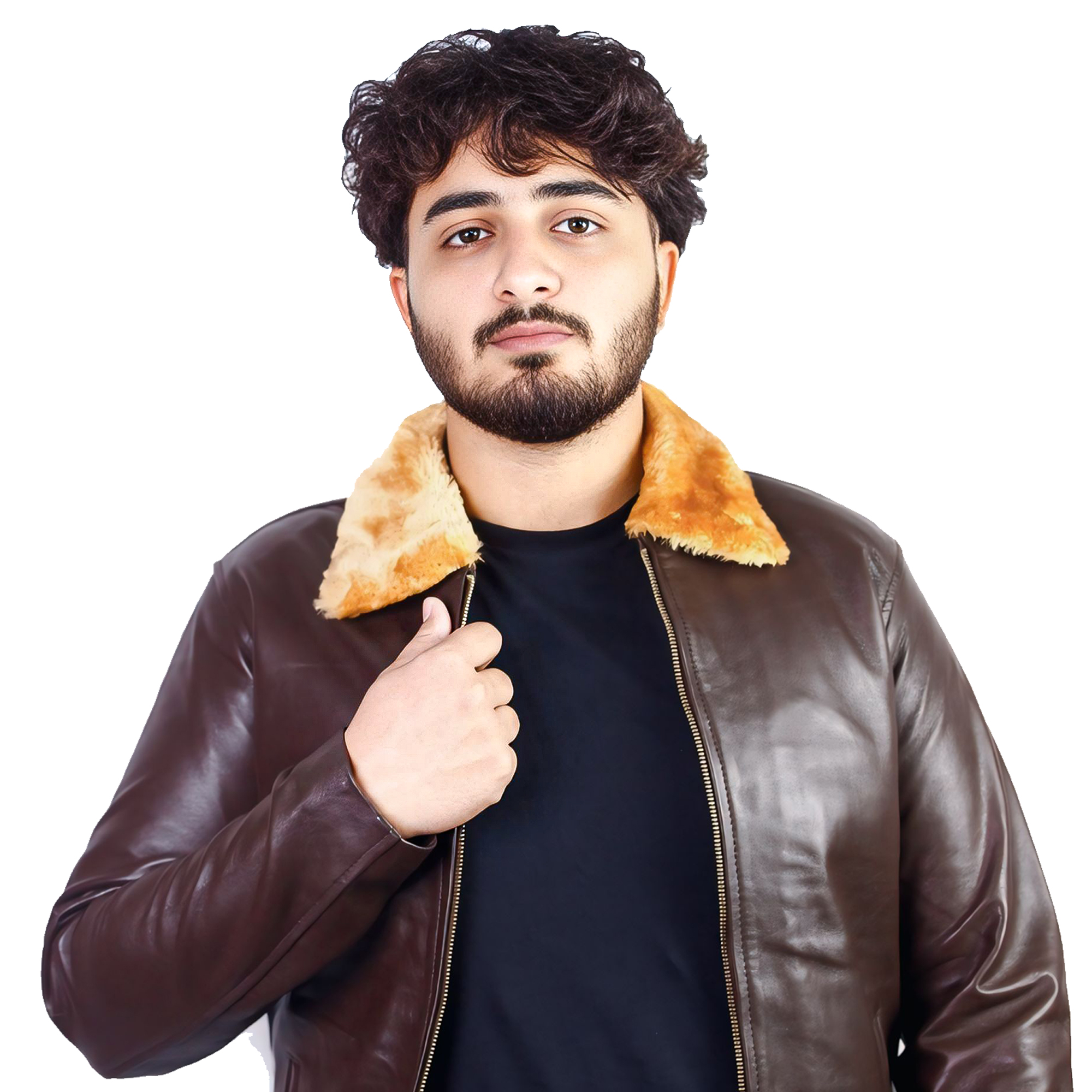 Men’s Shearling Collar Leather Jacket