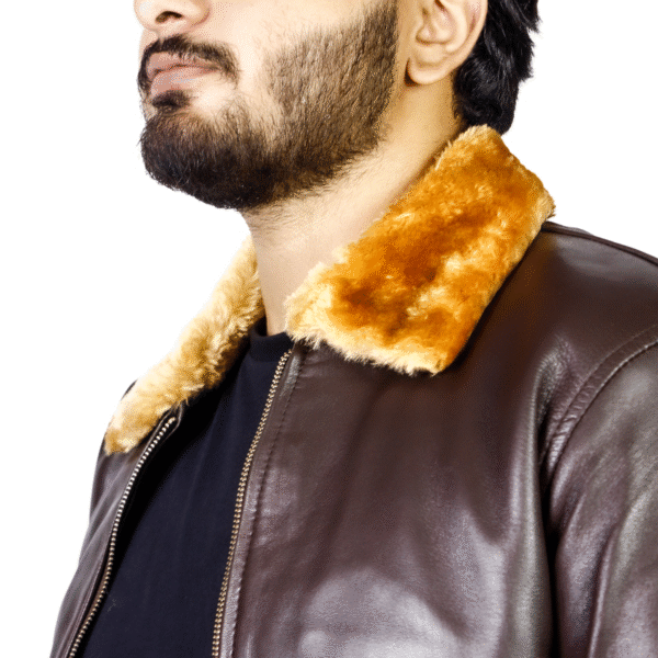 Men’s Shearling Collar Leather Jacket