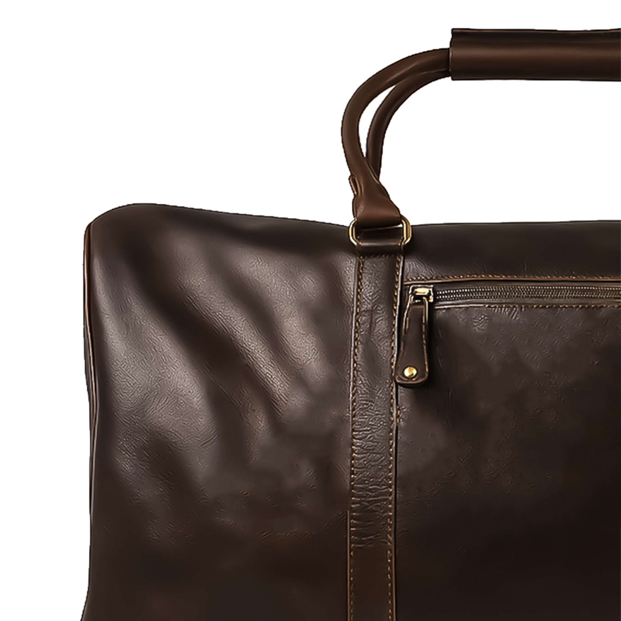 Dark Brown Leather Duffle Bag Hardware Detail