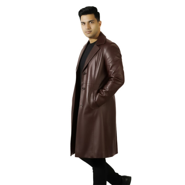 Miraz Classic Long Leather Coat for Men | Premium Leather