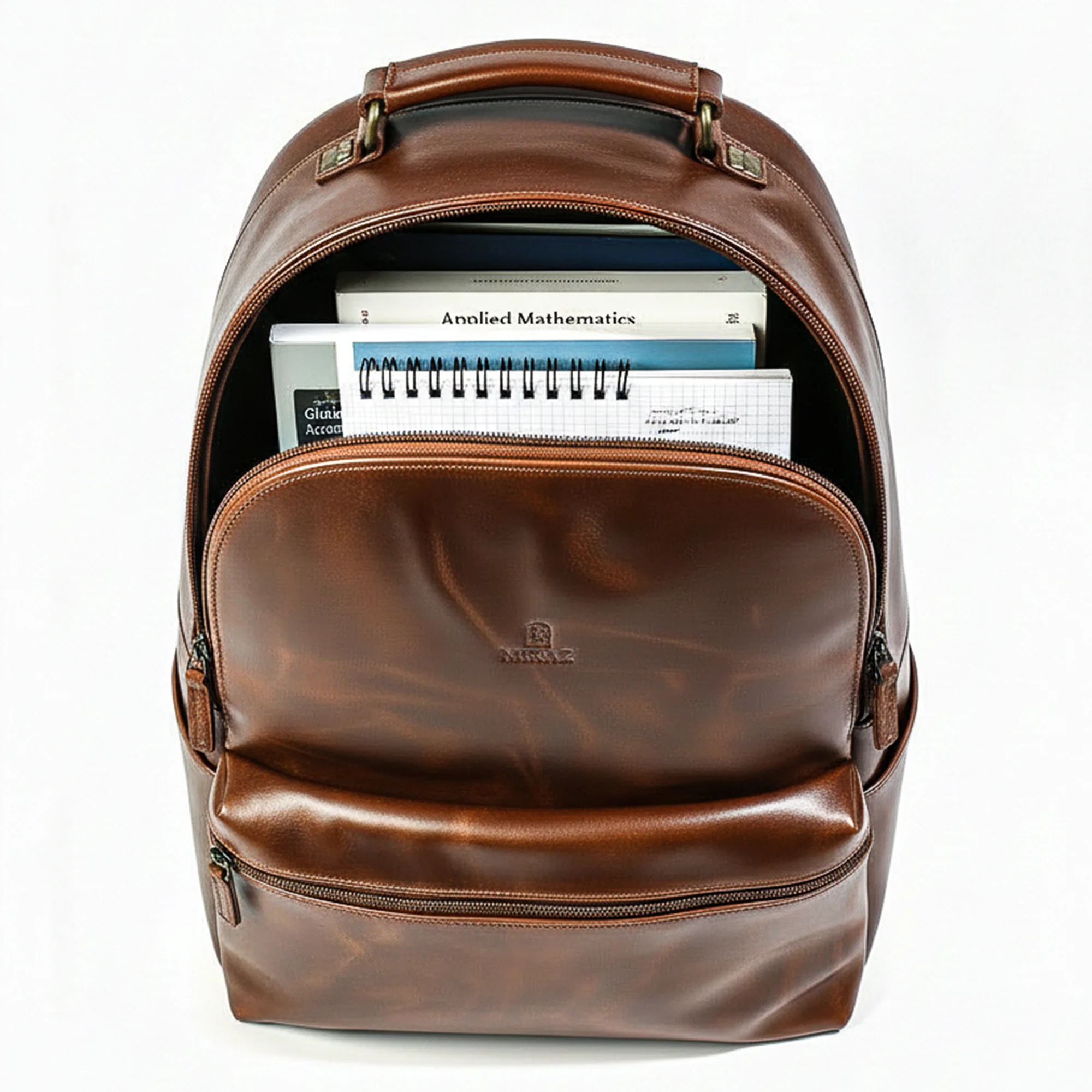 Leather Backpack Front Storage