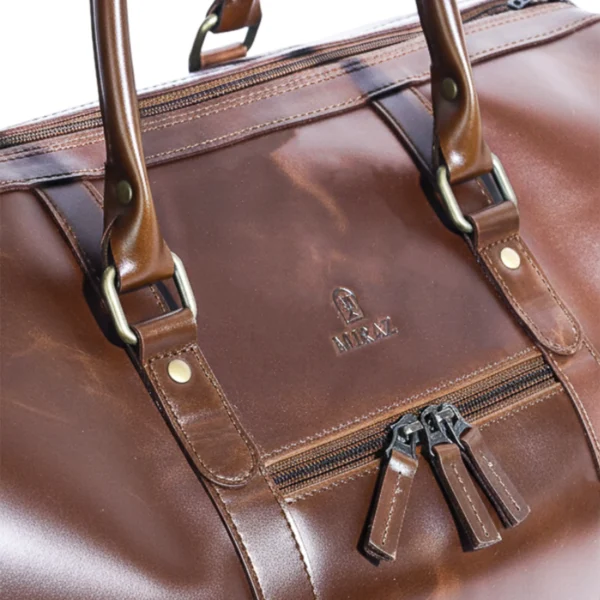 MIRAZ Classic Leather Travel Duffle Bag