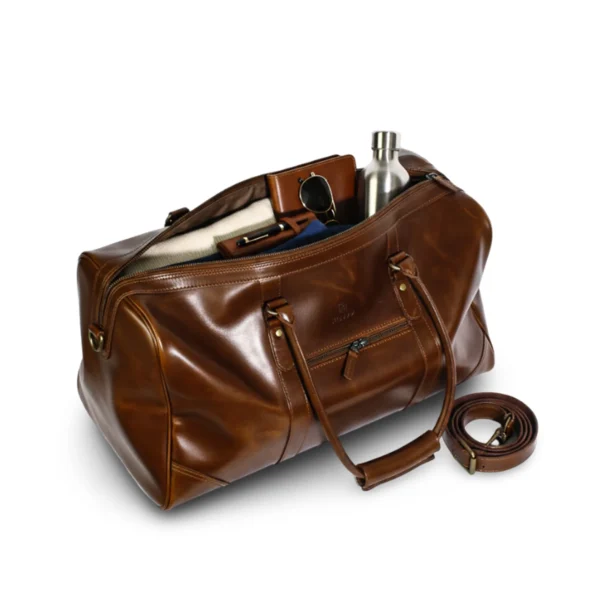MIRAZ Classic Leather Travel Duffle Bag